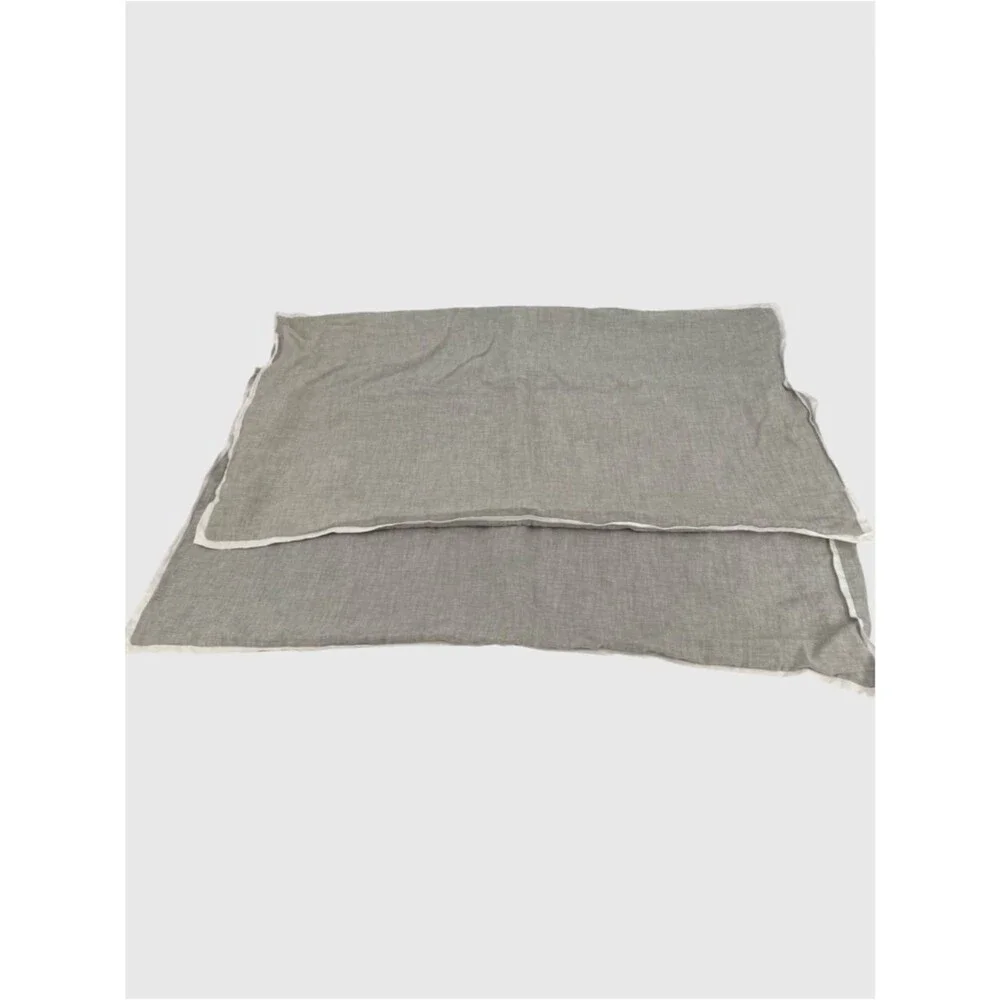 Pottery Barn Belgian Flax Linen Contrast Flange Sham Set Flagstone/White | King